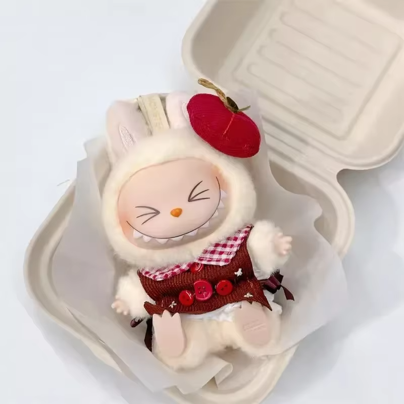 The 15cm Accessories for Labubu Plush Dolls - Apple Cake & Blueberry Cake Suit Outfits creates an adorable collection to the plush collection - Image 5