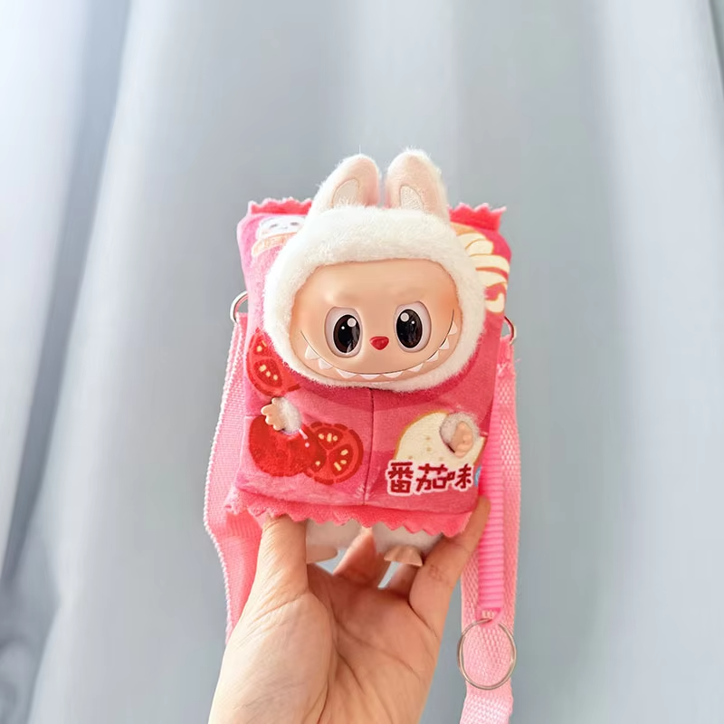 The Yellow Potato Chips Cartoon Messenger Bag is the perfect accessory to perk up your 17 cm Labubu doll from the Monsters lineup - Image 3