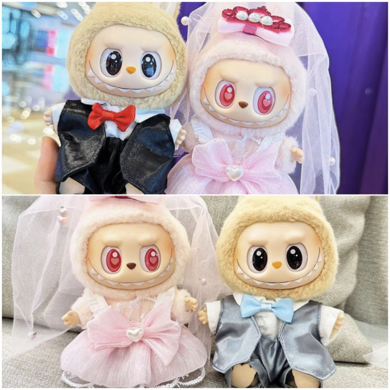 Labubu Keychain Clothes Pendant 15/17cm First and Second Generation Doll Clothes Labubu Wedding Dress & Suit - Image 5