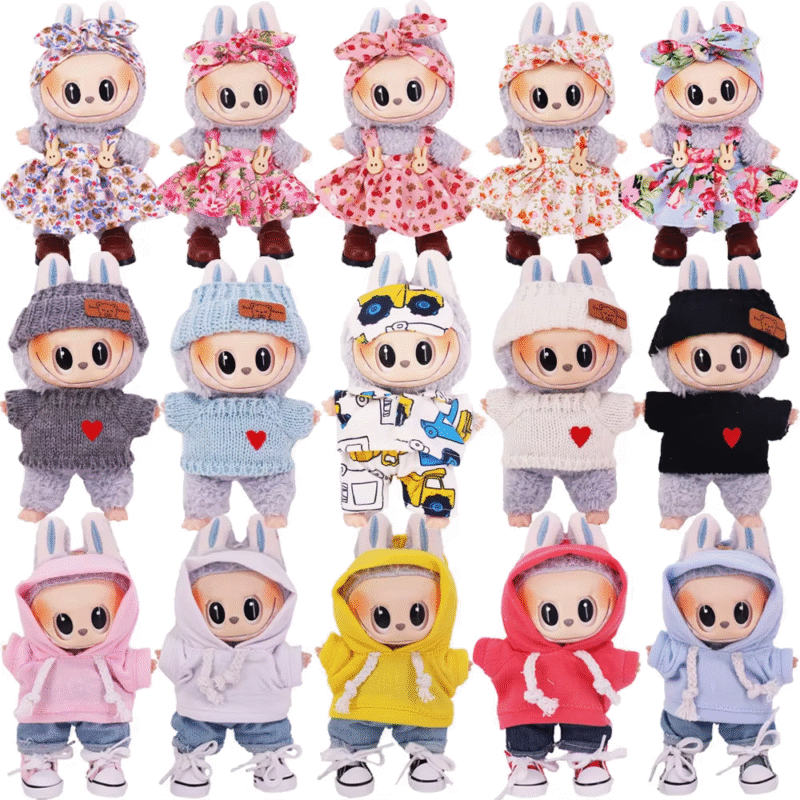 Gifts for Girls Hoodie and Floral Dress with a Sweater and Jeans for 17cm Dolls