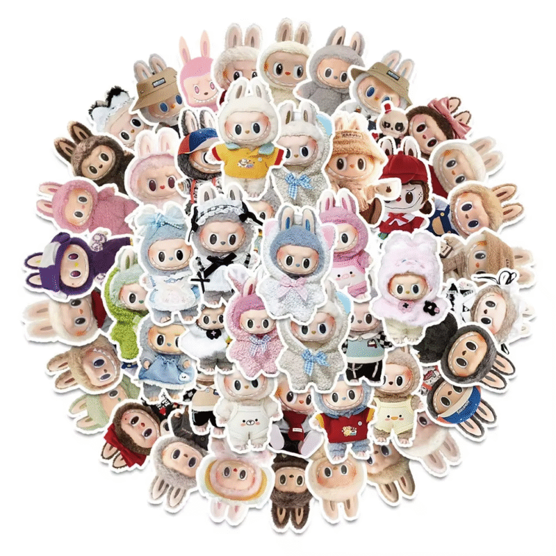 Cute Cartoon Doll Decals for Do-It-Yourself Phone Cases with Labubu Stickers, 10/30/50 pieces Children's water bottle notebook graffiti sticker - Image 5