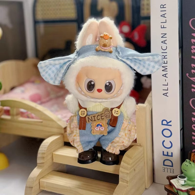 Available Now: 17cm Mini Dolls Kpop Exo Labubu Idol V1 V2 Cowboy Hat Strap Sitting Party Pullover Clothes and Toys