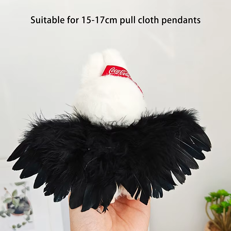 Labbubu Black and White Angel Wings 2025 Outfits for Kids’ Handmade Action Toy Figures and Labubu Macaron Dolls