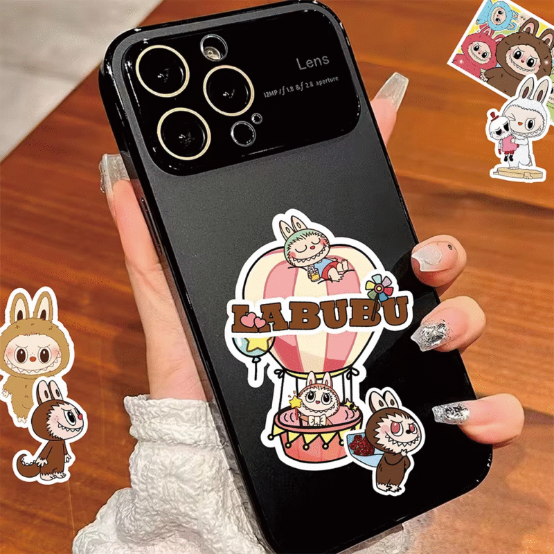 A DIY decal for suitcases and stationary, Kids’ Adorable Anime Figure Doll Decals: Adorable LABUBU Cartoon Stickers in sets of 10, 30, 50, or 100 - Image 7