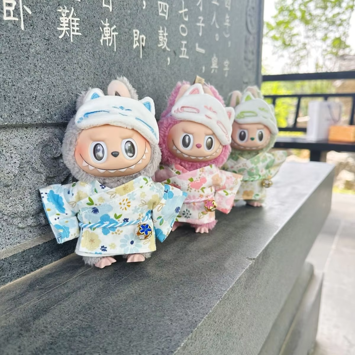 Labubu 17cm Doll Kimono Skirt + Eye Mask 2-Pack – Festive Flair for Your Plush Idol