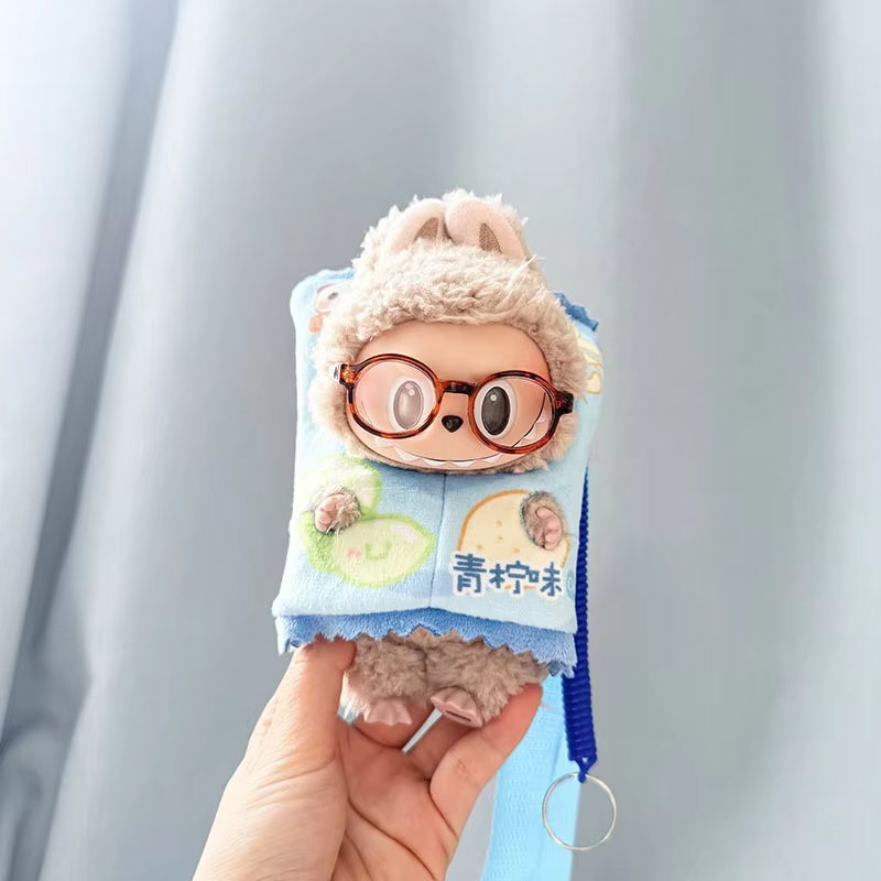 The Yellow Potato Chips Cartoon Messenger Bag is the perfect accessory to perk up your 17 cm Labubu doll from the Monsters lineup - Image 5