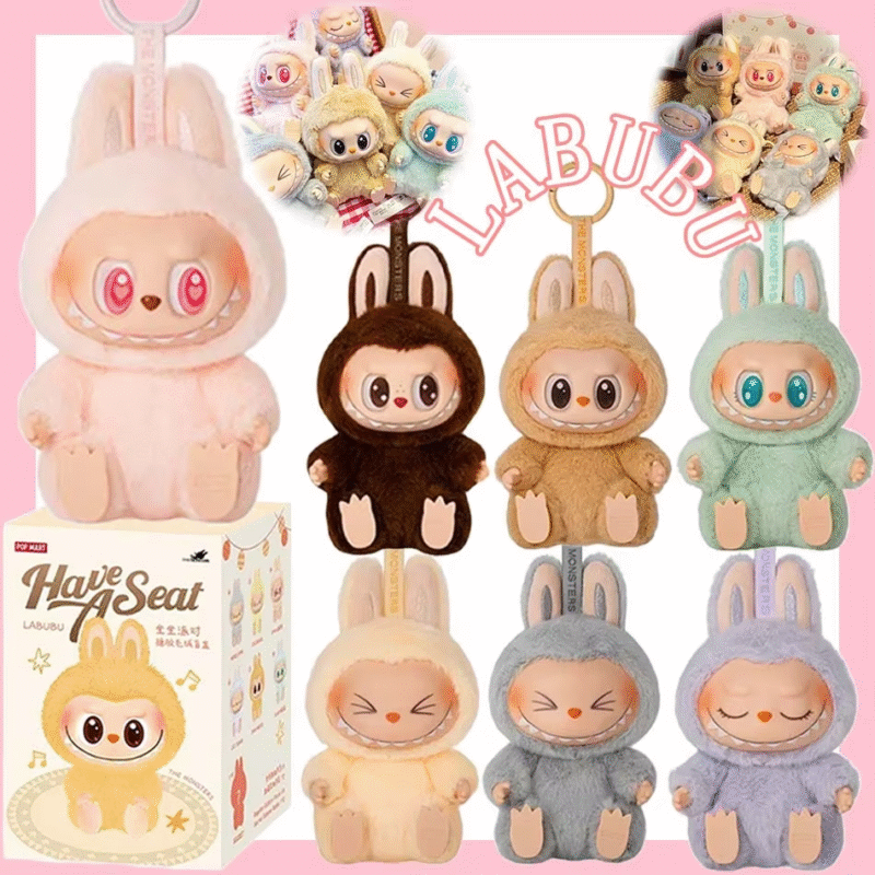 Promo: Adorable Monsters Replica Keychain Plushies for Presenting Gifts, Anime Figure Labubu V2, Doll Model Vinyl Pendant Of Series Have A Seat - Image 2