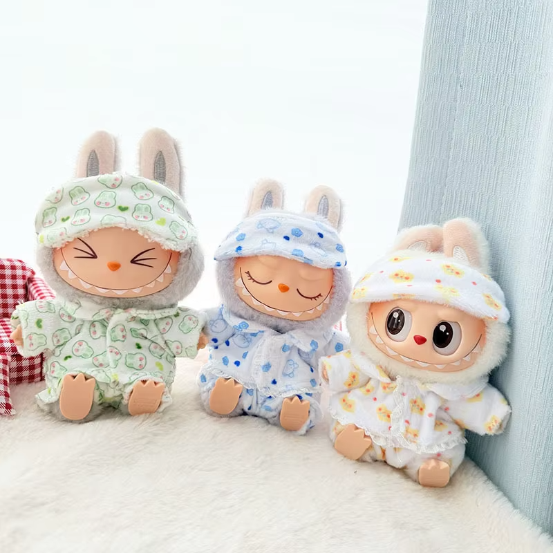 Korea Kpop Exo Clothing Plush Dolls Clothes Eye Mask Pajamas Three Piece Set Accessories 17cm Labubu I II Idol Dolls Clothes