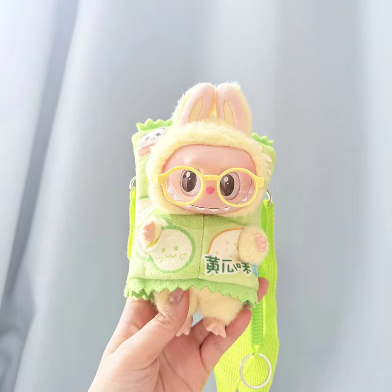 The Yellow Potato Chips Cartoon Messenger Bag is the perfect accessory to perk up your 17 cm Labubu doll from the Monsters lineup - Image 4