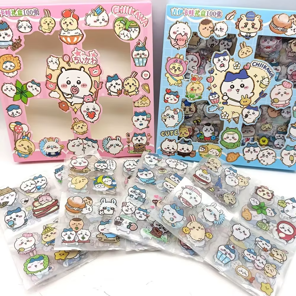 One hundred pieces Stickers for Chii Ka wa Labubu Stitch Anime Toys Appliques that are transparent Accessories for Do-It-Yourself Computer Decoration Christmas Presents