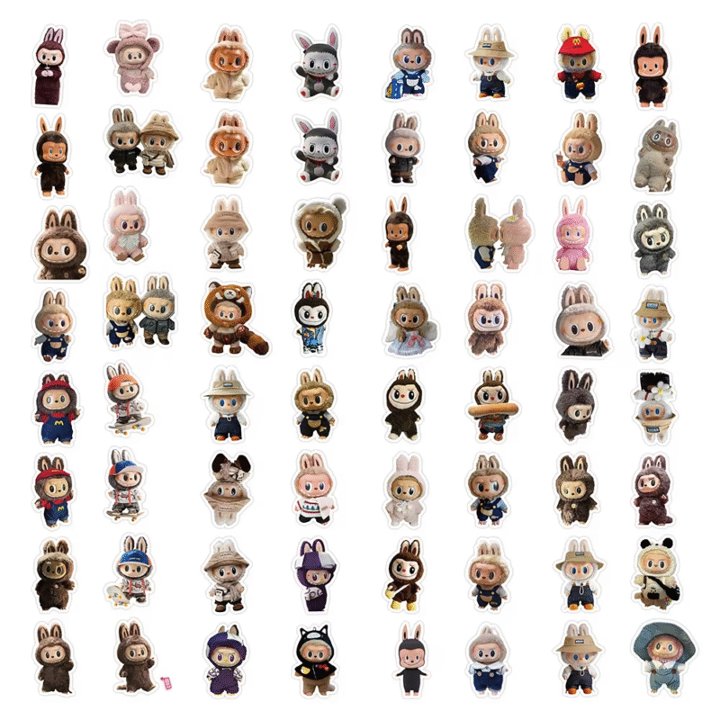 10/30/62 pcs Adorable Labubu doll decals The Monsters inspired stickers for laptop and phone stickers Cartoon inspired decals for laptop, phone, guitar, and bike - Image 6