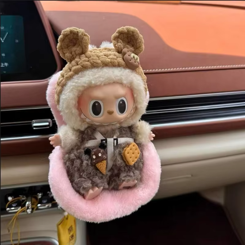 Car Safety Seat Interior Design for Vehicles, Labubu Mini Plush Idol Doll Air Outlet Aromatherapy Car Ornament Gifts, 15 – 17cm - Image 6