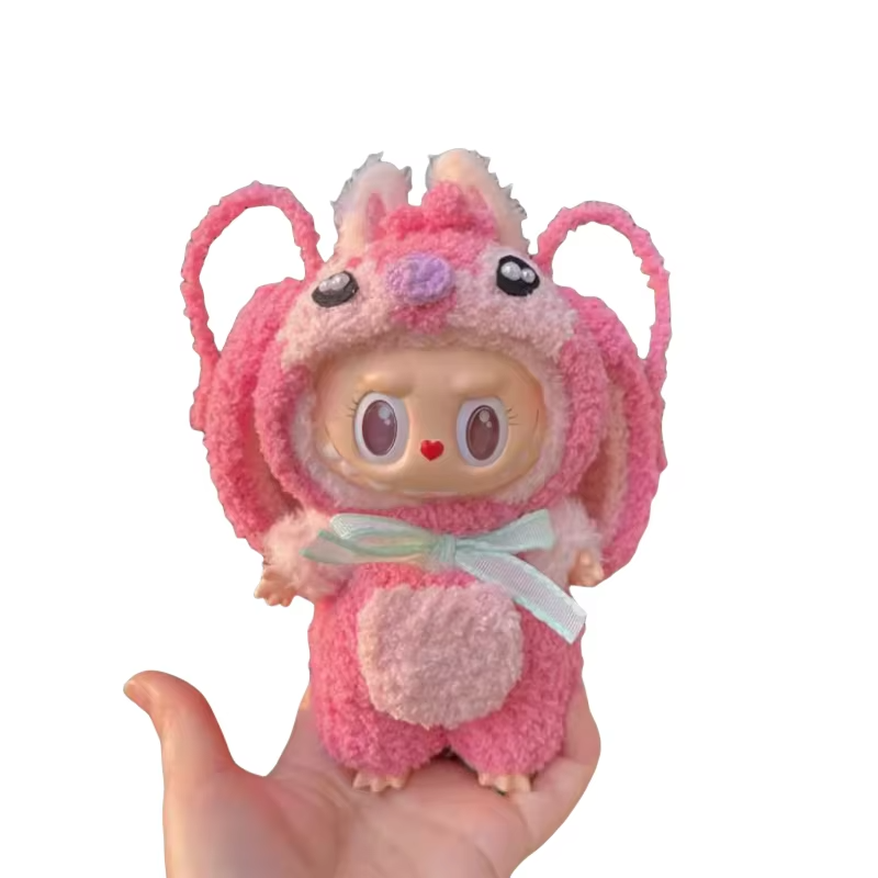 Dress up your collection with the Labubu Clothes 17cm accessory: a petite, pastel pink nod to Stitch, handcrafted to delight Labubu fans everywhere - Image 4