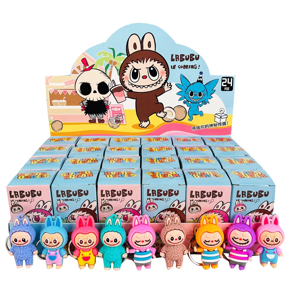 Labubu doll keychain, Student gift: cute Zimomo blind box bag with mini pendant and desktop decoration, Keychain decoration - Image 5