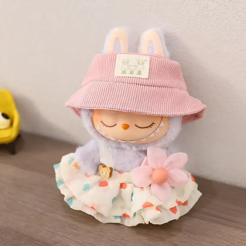 Outfit Accessories for Korea Kpop Exo Labubu Idol V1 V2 Raincoat Love Bear Dress Hat Set 17cm Mini Doll Clothes Outfit Gift