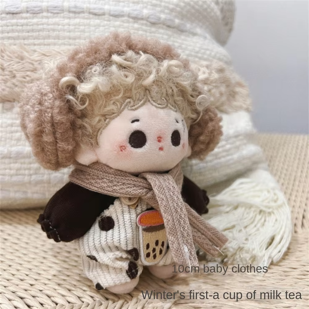 Princes Set, 10cm Cotton Doll Clothes, Autumn/Winter Style Retro Skirt Overalls Set with Starfish Body Wearable Plush Doll Change - Image 5