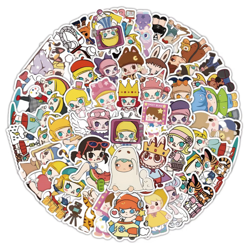 10/30/54 pieces Adorable Molly Labubu Cartoon Stickers with Sweet Beans Kids’ Toy: Adorable Character Doll Decals for Bags, Phones, and Notebooks - Image 5
