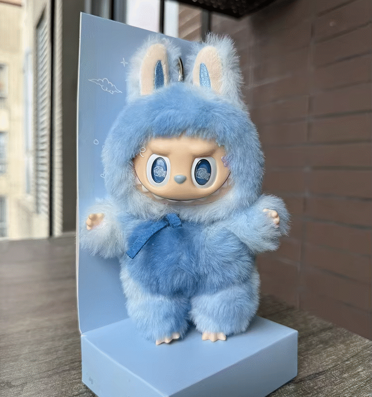 Superior17cm Blue Zimomo Blind Box Angel Labubu Adorable Vinyl Plush Doll Keychain Bag Artwork Girl Present