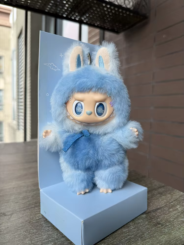 Superior17cm Blue Zimomo Blind Box Angel Labubu Adorable Vinyl Plush Doll Keychain Bag Artwork Girl Present