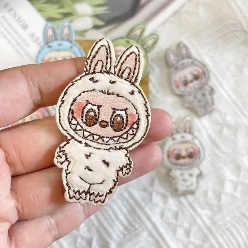 Wholesale Cartoon Adorable Labubu Embroidered Stickers For Down Jackets, School Bags, Short Sleeoved Phone Cases