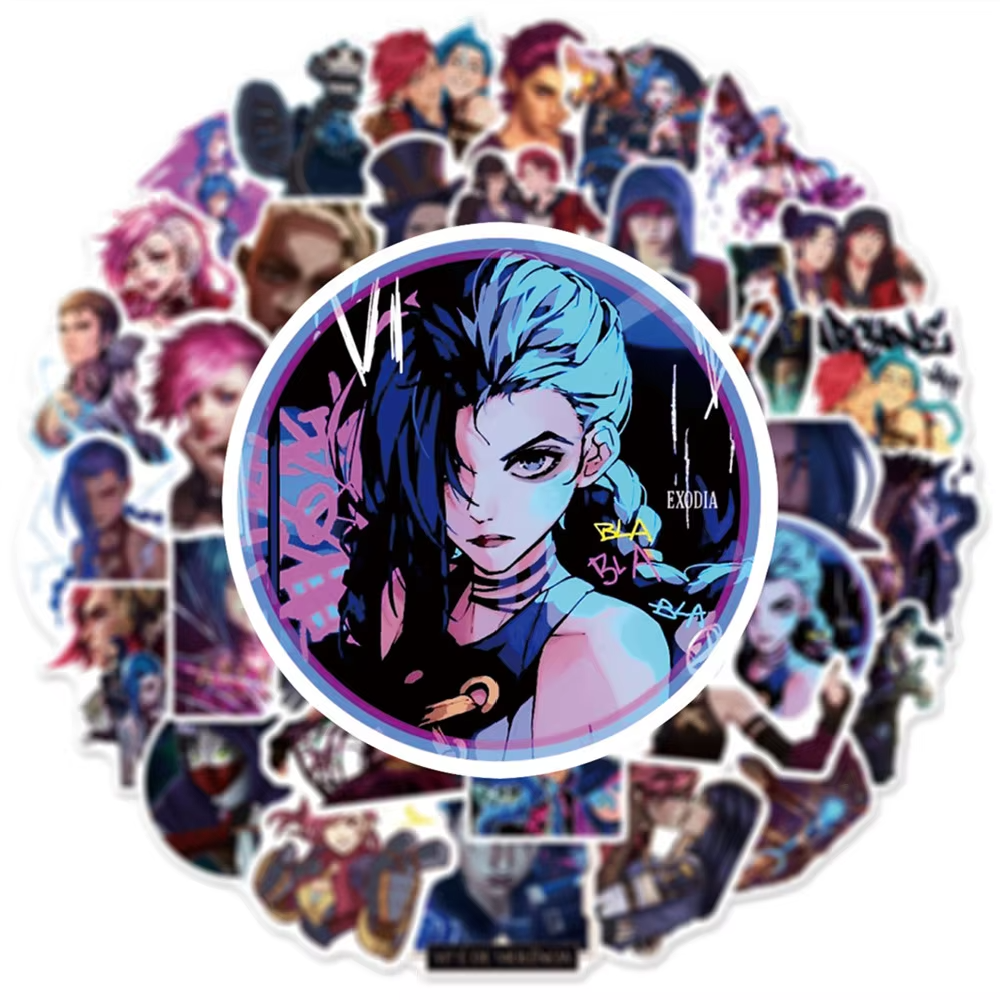 10/30/50PCS Hot Game Arcane LOL Cartoon Character Vi Jinx Sticker For Luggage Laptop iPad Skateboard Phone Sticker Wholesale