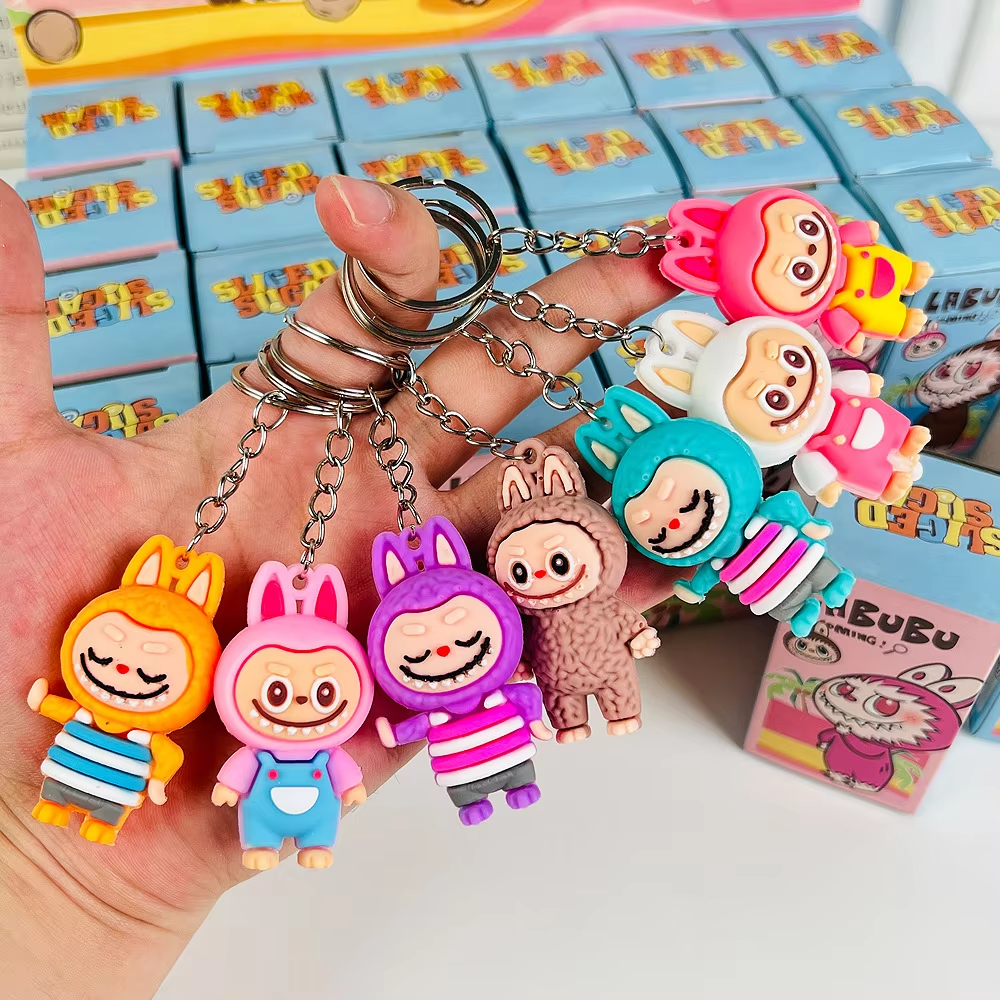Labubu doll keychain, Student gift: cute Zimomo blind box bag with mini pendant and desktop decoration, Keychain decoration - Image 4
