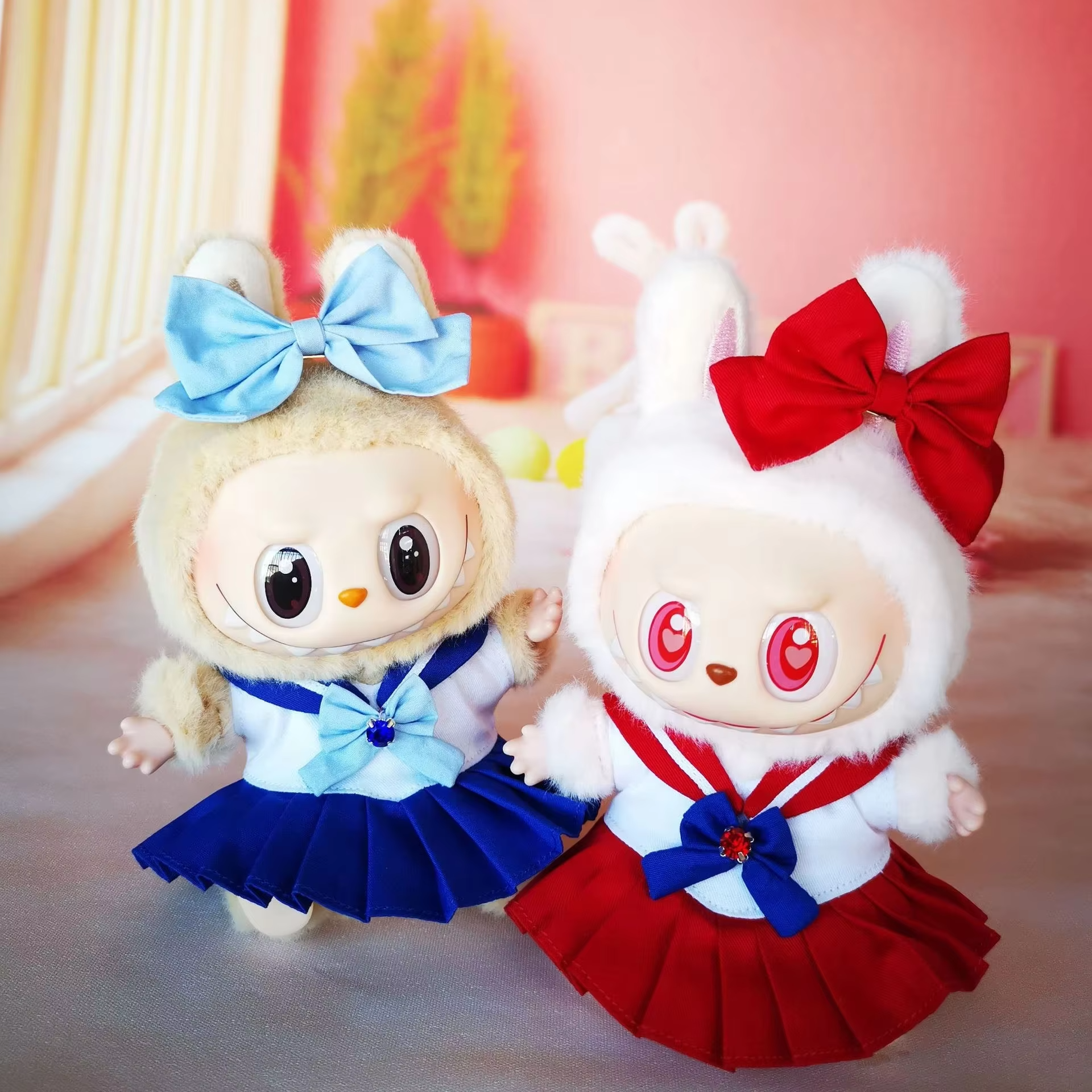 Labubu V1 Sailor Uniform Vinyl Doll. Labubu Blind Box. Sitting Party Gifts. Adorable 17 cm Vinyl Dolls. Gorgeous Girl Warrior Outfit.