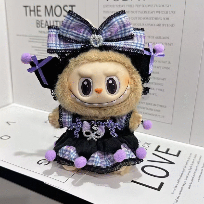 17cm Labubu Doll's Clothes Kuromi Dress with Purple Hair Band Monster Outfit Unique Accessories for Girls and a Cool DIY Kids Present - Image 6