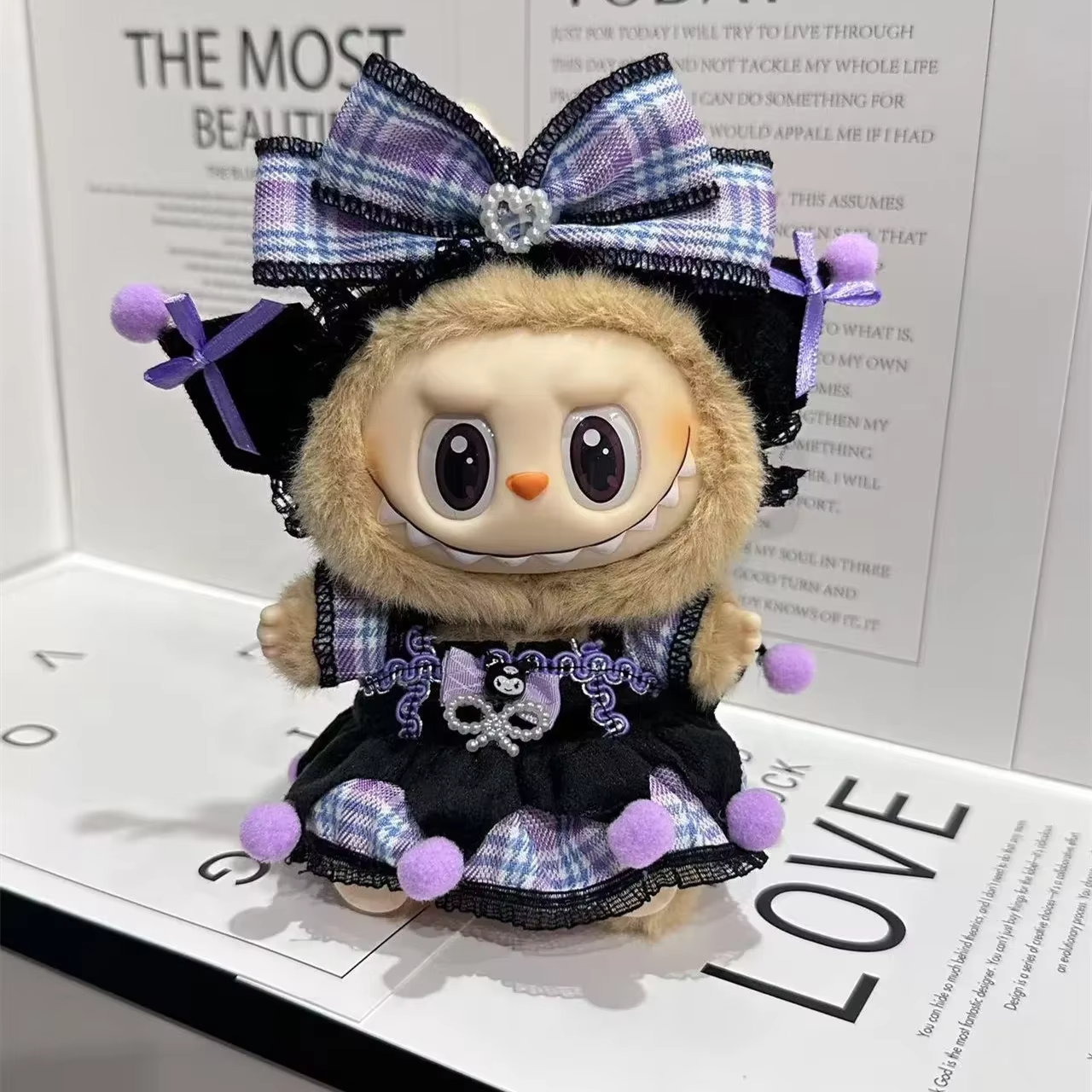 17cm Labubu Doll's Clothes Kuromi Dress with Purple Hair Band Monster Outfit Unique Accessories for Girls and a Cool DIY Kids Present - Image 6