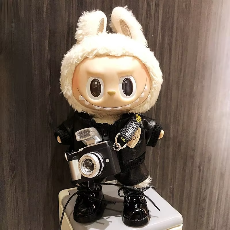 Fashionable Mini Labubu Clothes for Korea Kpop Exo: 17cm doll hoodie, camera, idol fans, doll, jumpsuit and accessories