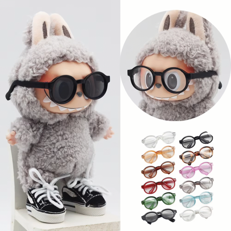 The 6.5cm Labubu MSD SD Plush Transparent Plastic Glasses—Sunglasses for 1/8, 1/6, 1/3, 1/4 BJD, and EXO Dolls—will enhance your doll’s look