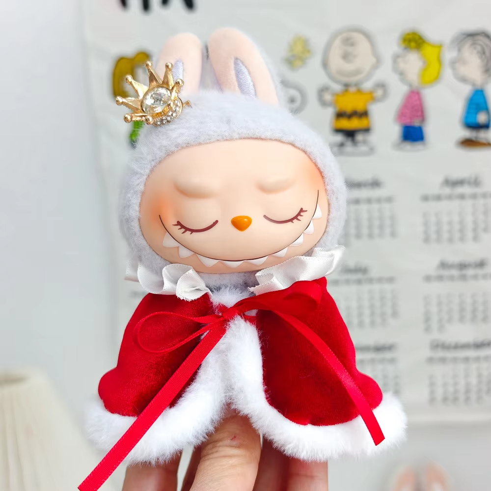 Clothes of a 17cm Labubu doll DIY Kids' Gift: Regal Monster Attire Crown & Shawl V1|V2|V3 - Image 2