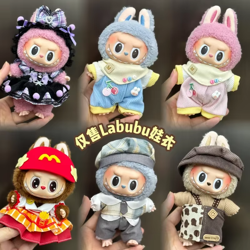 Comes with—Kulomi Mini Plush Outfits for Mario Labubu V1 V2—inspirational goodies: Idol Dolls, smiley Bees