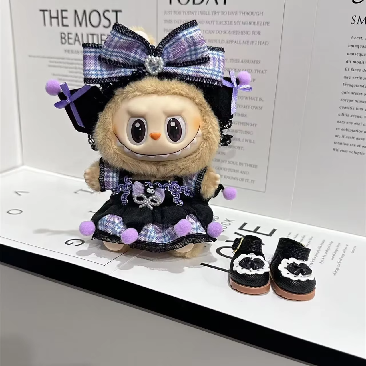 17cm Labubu Doll's Clothes Kuromi Dress with Purple Hair Band Monster Outfit Unique Accessories for Girls and a Cool DIY Kids Present - Image 5