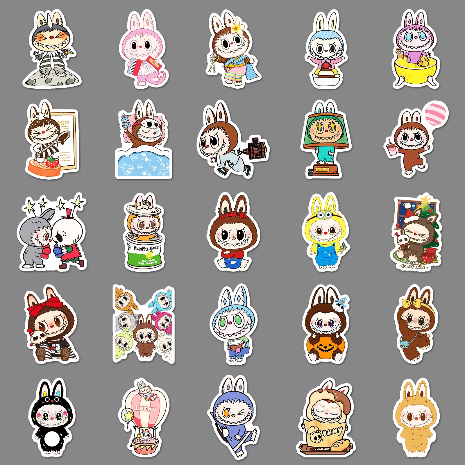 Adorable multifunctional stickers waterproof for the computer or refrigerator. 50 pieces of labubu stickers per bag - Image 3