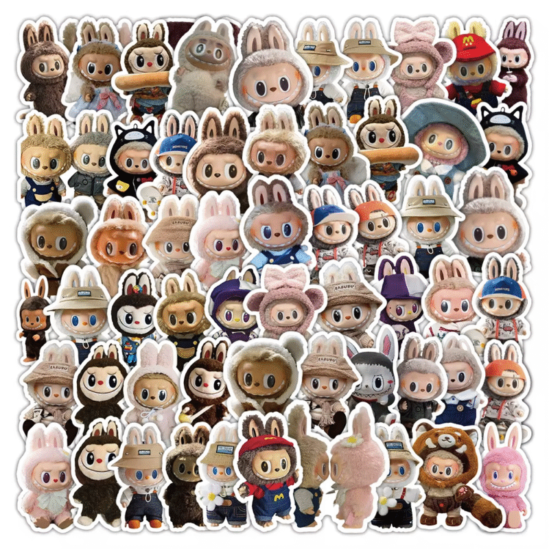 10/30/62 pcs Adorable Labubu doll decals The Monsters inspired stickers for laptop and phone stickers Cartoon inspired decals for laptop, phone, guitar, and bike