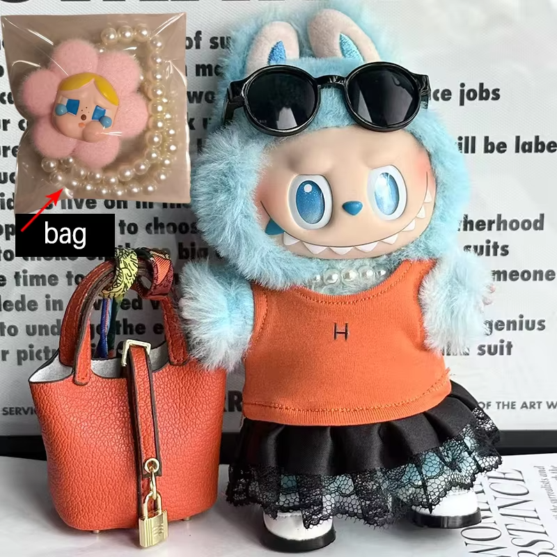 Fashion Adorable Chic Dress and Shoes Labubu V3 Pendant Mochaccino Swim Hat with Cyrbaby Backpack - Image 6
