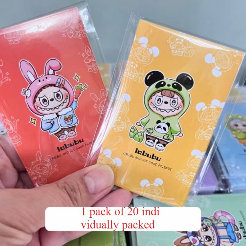 Cartoon Lucky Bag Receipts with Kawaii Labubu Sealing Stickers. Vibrant Stickers DIY Materials Sticker Decoration for Carton Hand Accounts.