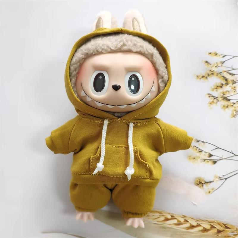 Attire for a 17cm Labubu doll The Monster Costume Set Comfy Girls’ Hoodie, Joggers, and Sneakers, Bright White E25V, Gift-Ready Playset - Image 5