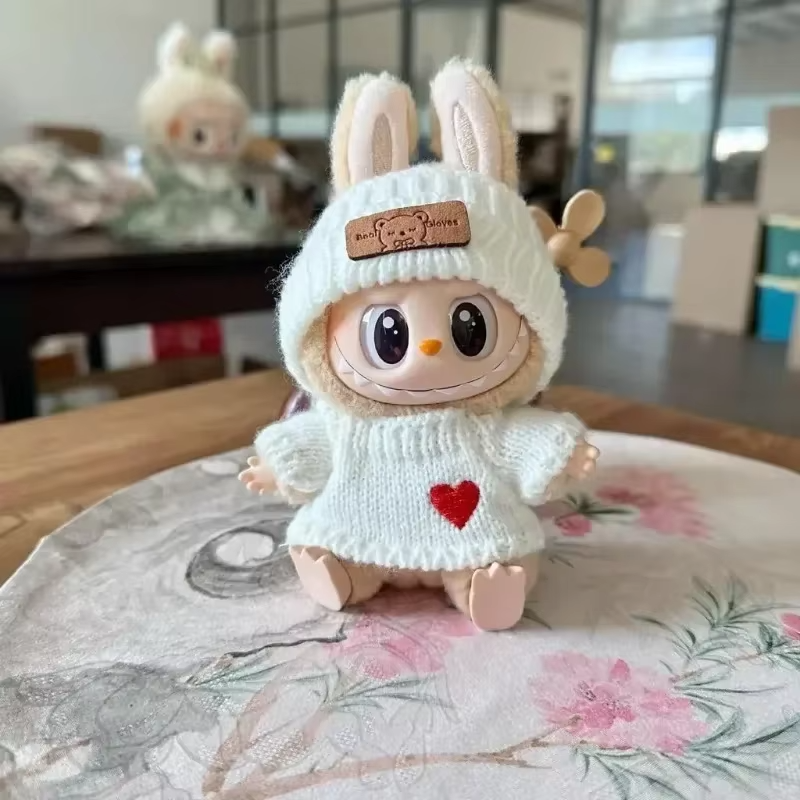Funny and Adorable Baby Clothes Presents for Christmas: New Doll Clothes Pendant Set LABUBU Bear Hat Love Sweater Set Doll Accessories Made at Home
