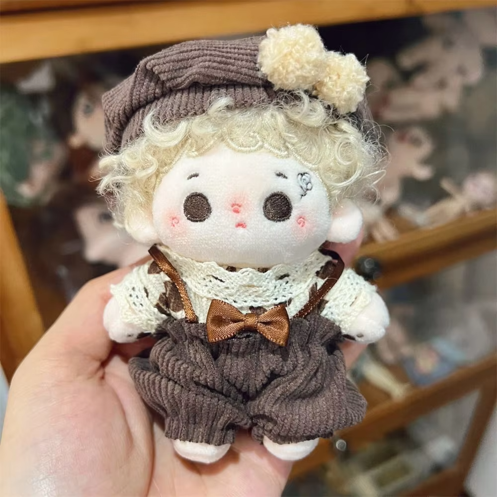 Princes Set, 10cm Cotton Doll Clothes, Autumn/Winter Style Retro Skirt Overalls Set with Starfish Body Wearable Plush Doll Change