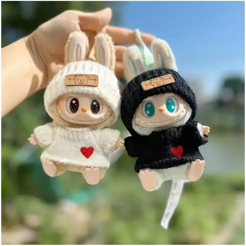 Funny and Adorable Baby Clothes Presents for Christmas: New Doll Clothes Pendant Set LABUBU Bear Hat Love Sweater Set Doll Accessories Made at Home - Image 4
