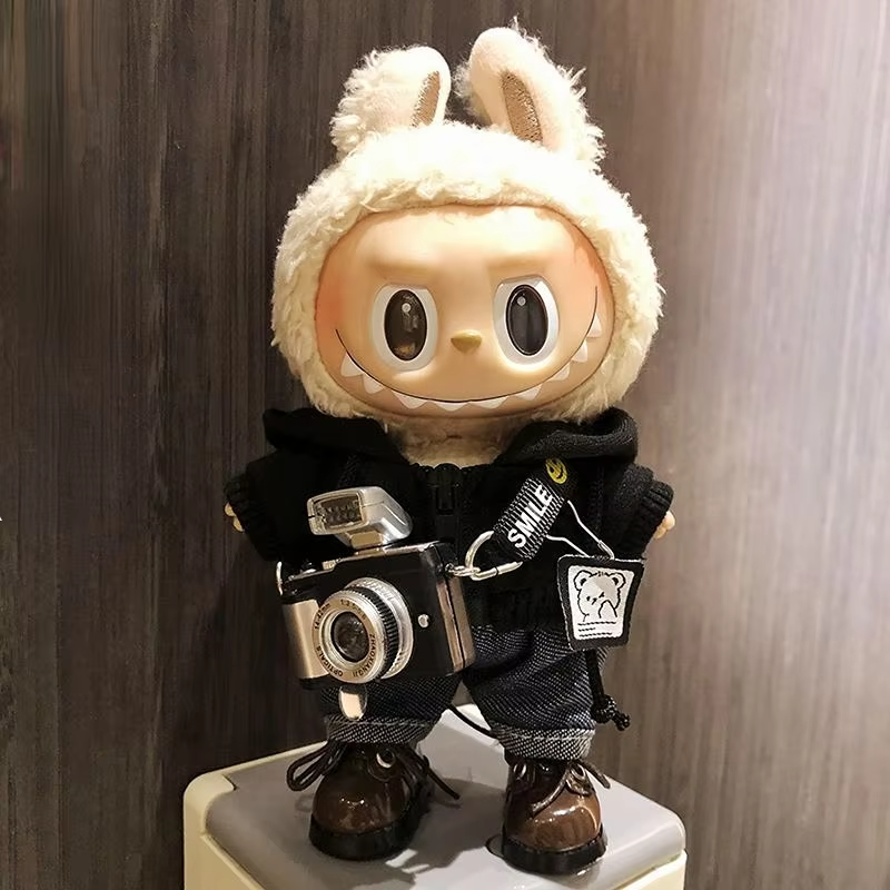 Fashionable Mini Labubu Clothes for Korea Kpop Exo: 17cm doll hoodie, camera, idol fans, doll, jumpsuit and accessories - Image 4