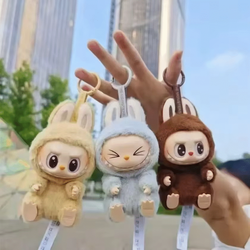 New Labubus Sitting Party Doll Anime Figure Macaron Pendant Monsters Kawaii Keychain Accessories Gifts - Image 5
