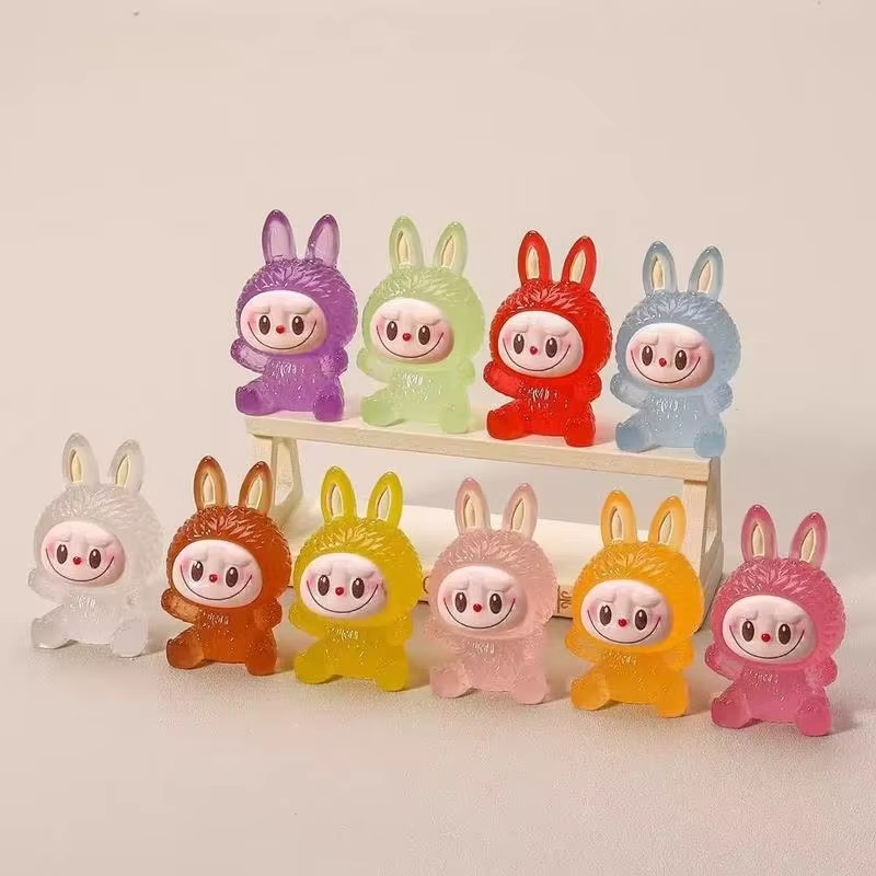 2025 New Stylish 3D Luminous Labubu DIY Cream Gel Desktop Ornament Models Collect Presents Labubu Adorable Mini Blind Box Model Decoration