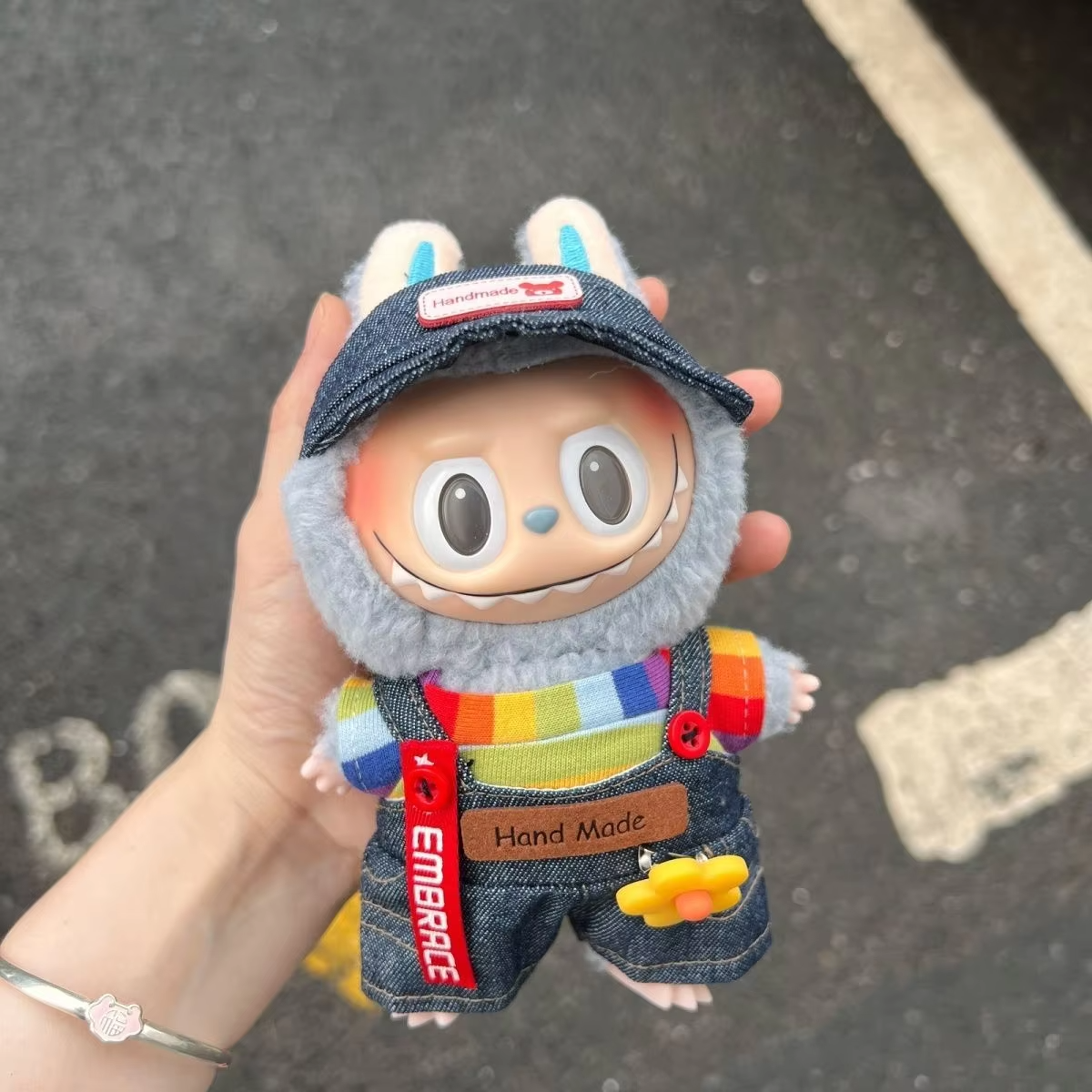 Clothes for 17cm Labubu Idol Dolls Korea Kpop Exo Clothing Hoodie Plush Doll's Clothes Retro Overalls Adorable Bib Pants Accessories