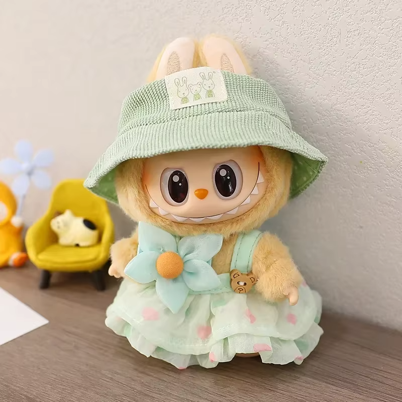 Title of the Product: Kpop Exo Labubu Doll Accessories Outfits 17cm Mini Doll Clothes Gifts V1 V2 Wore Outfits V1 V2 Dress Up Rain Coat Love Bear Hat Set