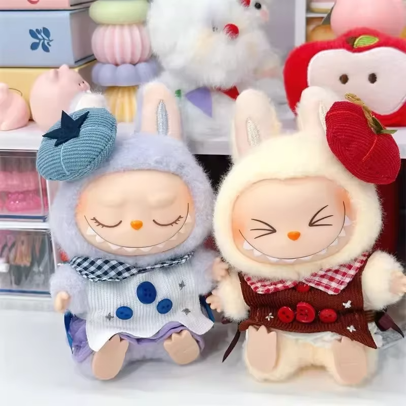 The 15cm Accessories for Labubu Plush Dolls - Apple Cake & Blueberry Cake Suit Outfits creates an adorable collection to the plush collection - Image 4