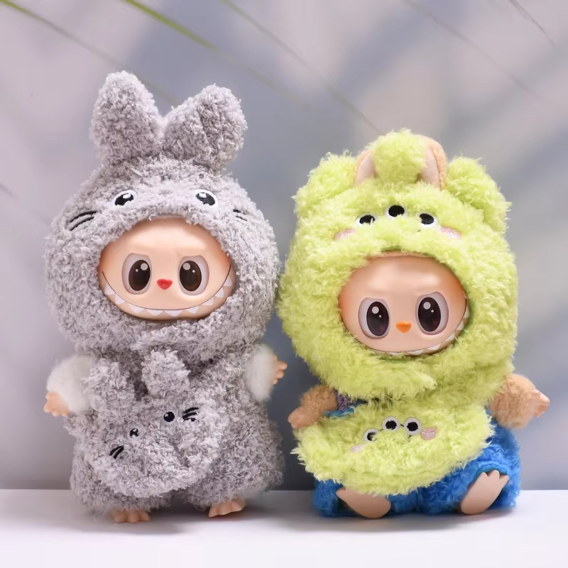 Labubu I and II Adorable Three Eyed Monster Dragon Meow Set For Sitting Parties 15cm/17cm Doll Clothes