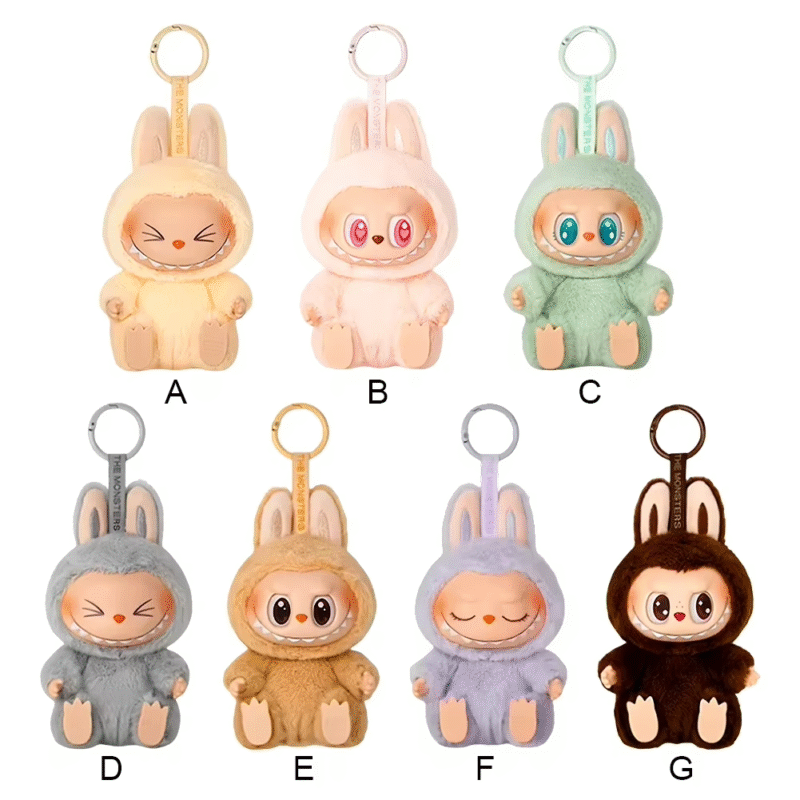 New Labubus Sitting Party Doll Anime Figure Macaron Pendant Monsters Kawaii Keychain Accessories Gifts - Image 6